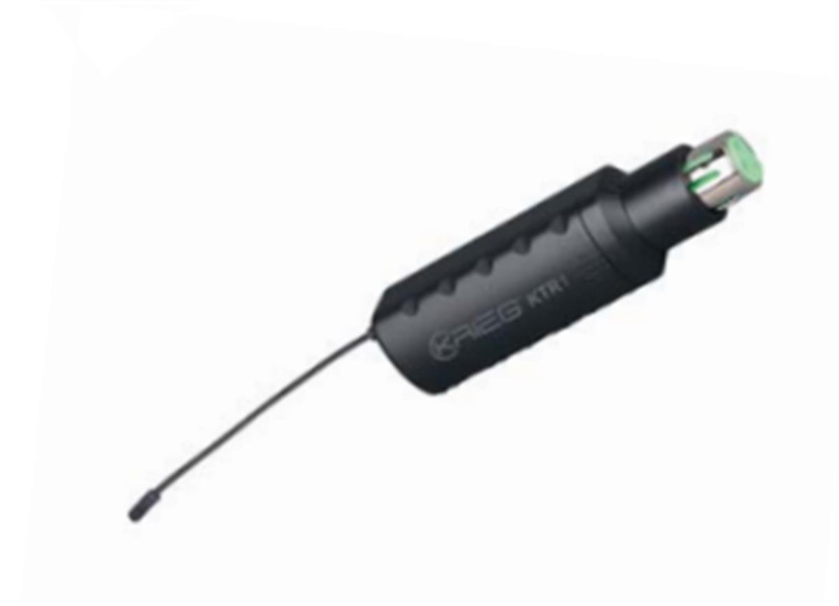 Transmisor inalámbrico para micrófono alámbrico de mano.