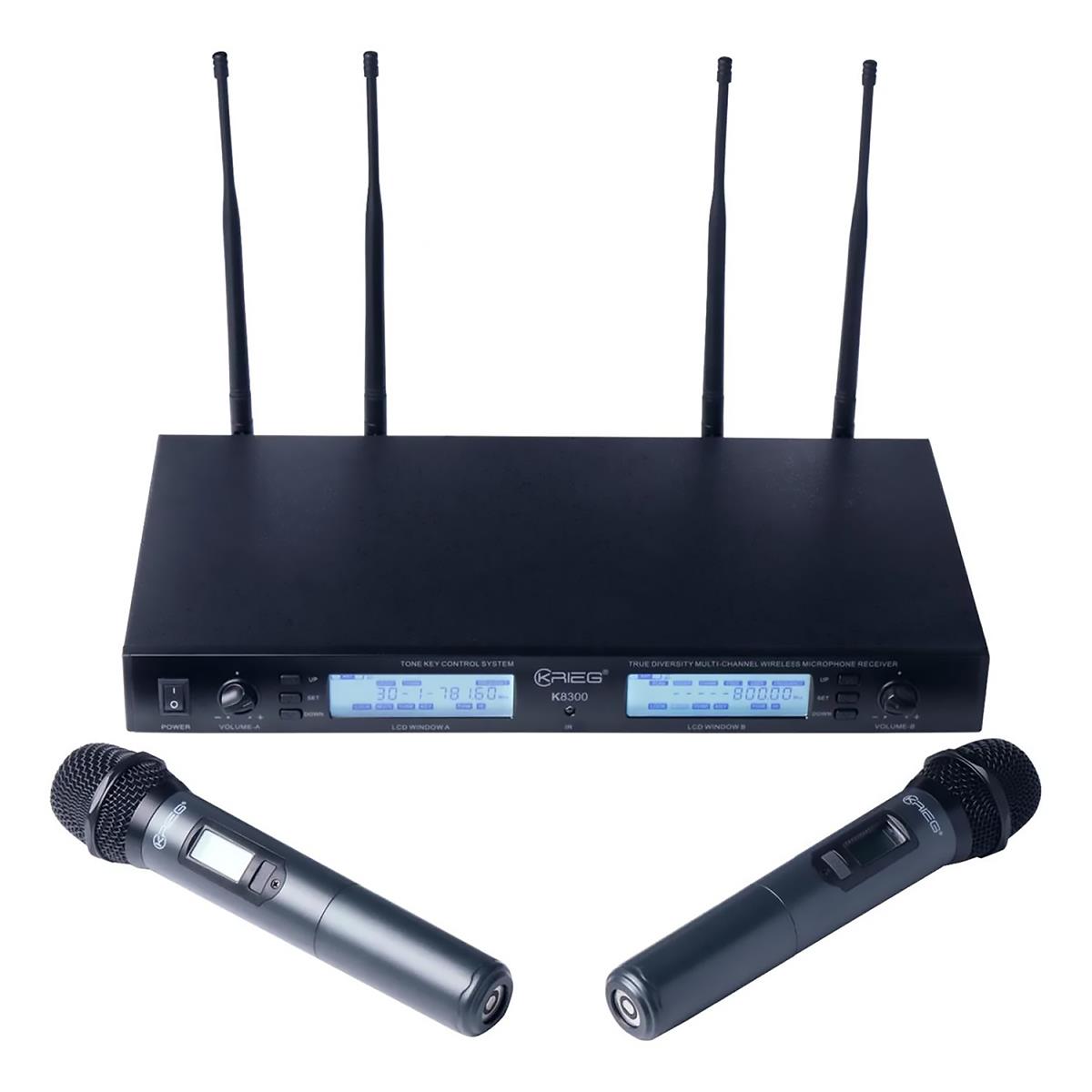 Krieg K-8300 Micrófono Inalámbrico Doble Uhf