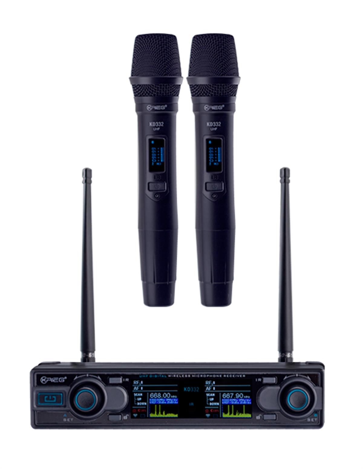 UHF doble de mano, recargable (660-690 MHz)