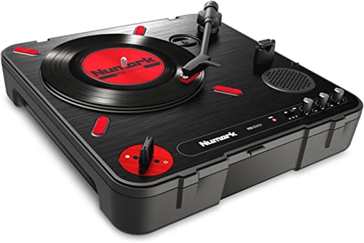 Plato Giradiscos DJ, para Portabilistas, Mando Scratch Switch Cambiable, Altavoz Integrado, Alimentado por Pilas o Adaptador AC