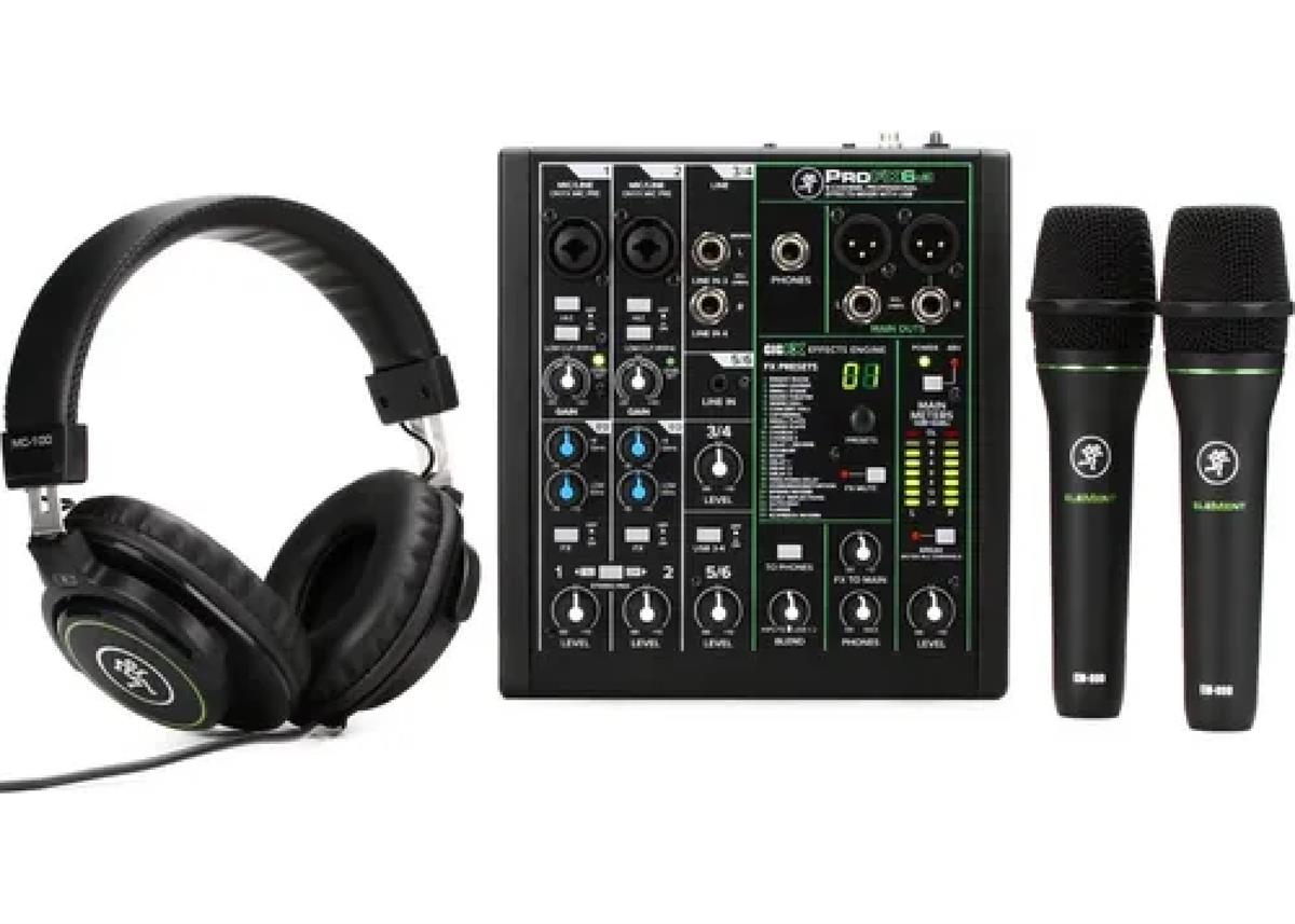 PAQUETE PERFORMANCE INCLUYE MEZCLADORA PROFX6V3, DOS MICROFONOS EM-89D Y AUDIFONOS MC-100