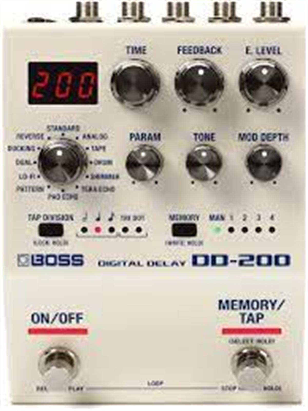 Pedal compacto Delay Digital con 12 diferentes modos de delay (32 bits, 96kHz).