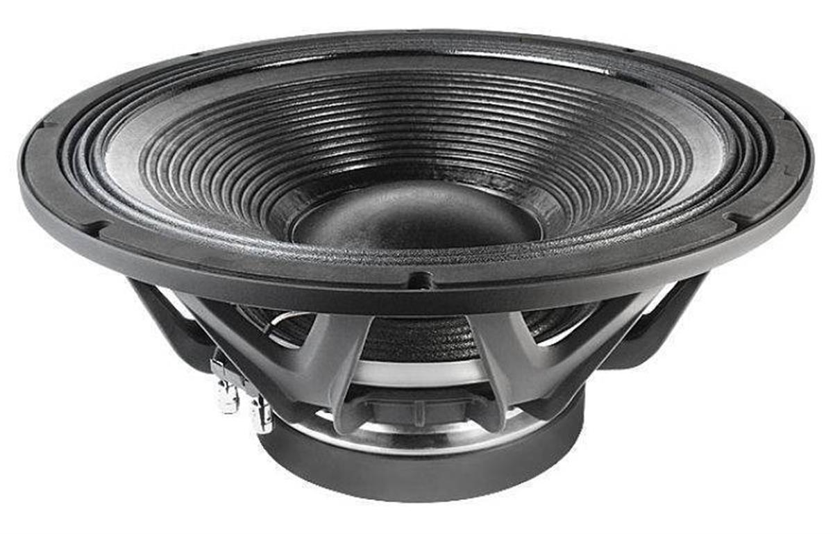 BOCINA 18" CON IMÁN DE FERRITA. POTENCIA AES DE 1600W. FRECUENCIAS DE 30 Hz A 1,500 Hz A 8 OHMS, 97 dB.