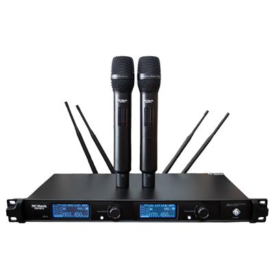 Par de micrófonos inalámbricos UHF de alta gama, 150 mts de alcance.