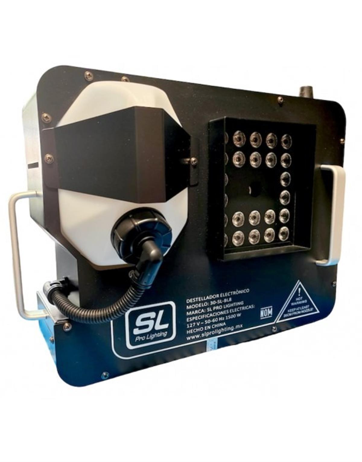 MAQUINA DE HUMO 1500W TIRO VERTICAL 24 LEDS DE 3W RGB.