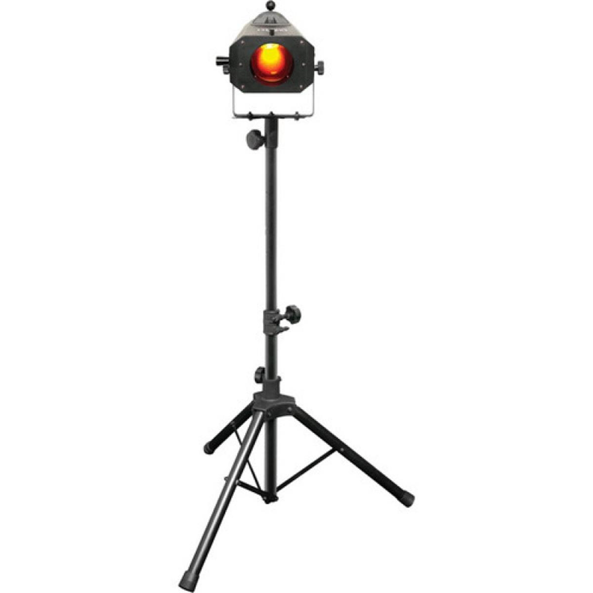 LED Followspot 75ST es un cañón seguidor que lleva la luz exactamente donde se necesita, equipado con un potente LED de 75 watts. Incorpora una ranura para colocar un gobo y proyectar patrones vibrantes. Cuenta con atenuador (dimmer) y estrobo electrónicos. Es fácil de instalar, manejar y desmontar, y viene con un trípode incluido. Perfecto para uso básico en escenarios, funciones escolares y actos en los que se necesita enfocar al artista, al locutor, al festejado o al invitado de honor.
