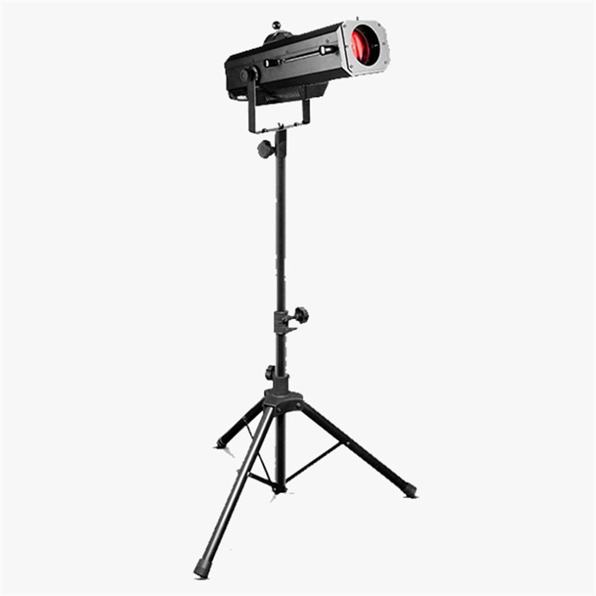 LED Followspot 120ST es un cañón seguidor equipado con un potente LED de 120 watts, que emite un haz de luz potente y brillante para iluminar objetivos a grandes distancias. Incorpora opciones de control en modo manual o por DMX, además de estrobo y atenuador (dimmer) electrónicos de grado profesional para transiciones sutiles y una operación silenciosa. Concentre la luz en donde se necesita con el iris mecánico que reduce el diámetro del haz. 