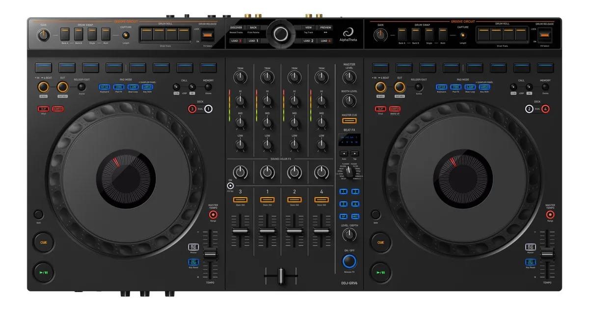 AlphaTheta DDJ-GRV6, un controlador DJ de 4 canales que te permite remezclar ritmos sobre la marcha.