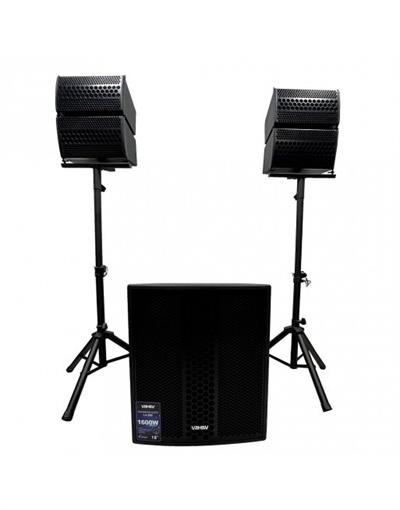 SIST. DE AUDIO SUB 18" DE NEODIMIO 
Y DSP, 2 SATELITES +ATRILES