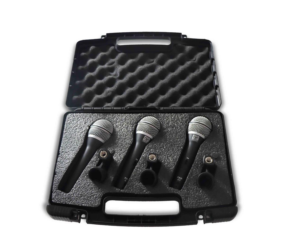  Set de 3 microfonos con clip  y estuche.